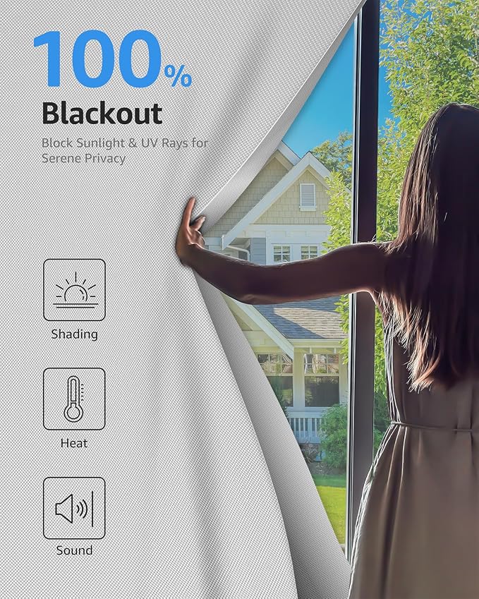 Sumobaby Blackout Curtains for Bedroom 35"x60" Portable No Drill Black Out - Image 2