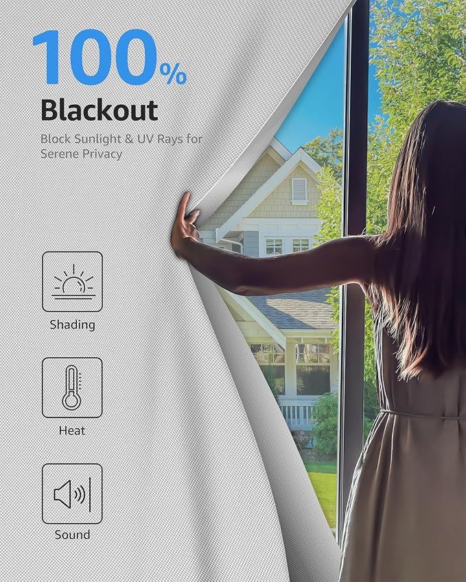 Sumobaby Blackout Curtains for Bedroom 46"x48" Portable No Drill Black Out - Image 2
