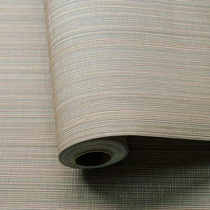 YXTII 20.8" x 393.7" Peel and Stick Wallpaper Grasscloth, Thick Brown Textured by YXTII