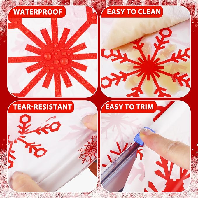 Kochorie 100 Ft x 54 Inch Red Snowflake Tablecloth Roll - Image 3