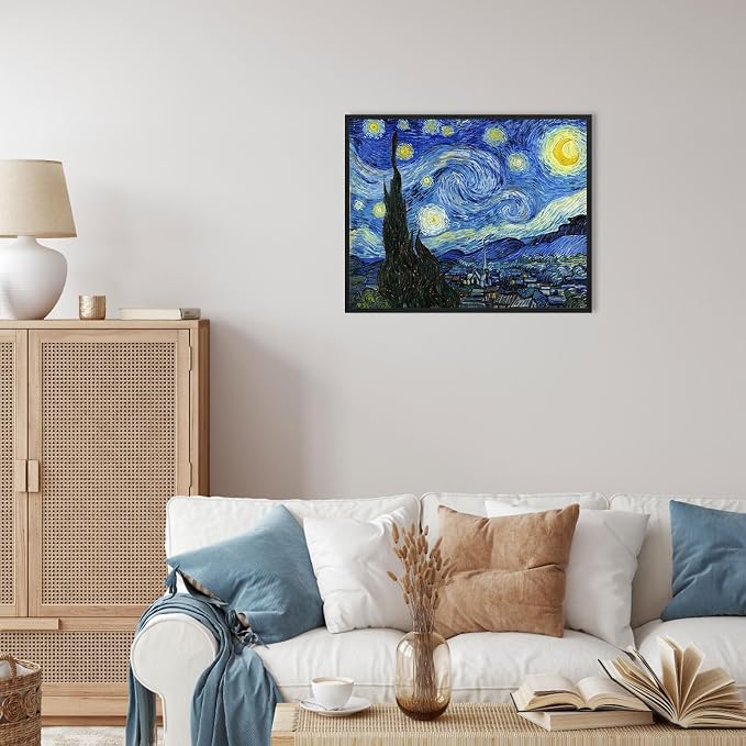Van Gogh Canvas Wall Art: Starry Night Painting Famous Art Prints Posters Black - Image 7