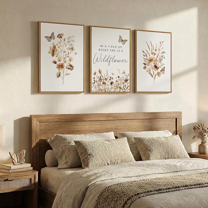 Framed Vintage Wildflower Canvas Wall Art by MXART