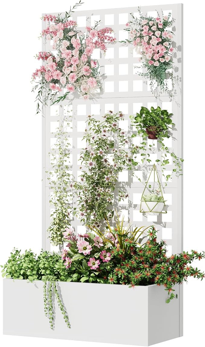 Metal Planter Box with Trellis, Planter Box Trellis with Privacy Screen and by UPHYB
