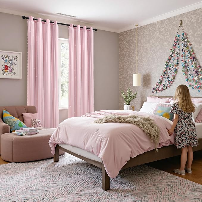 XiDi Pink Curtains for Bedroom, Girls Room Blackout Curtains, Kids Room - Image 9