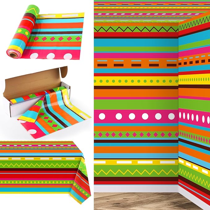 Kochorie 100 Ft x 54 Inch Mexican Fiesta Party Tablecloth Roll by Kochorie