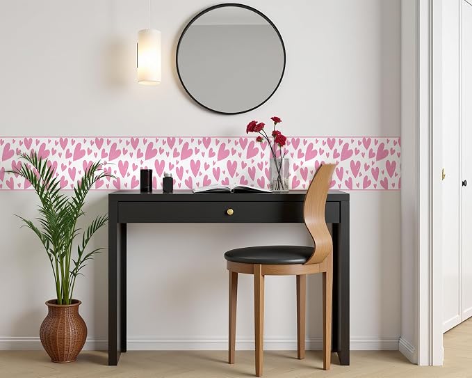FLFK Pink Heart Wallpaper Border - Image 5