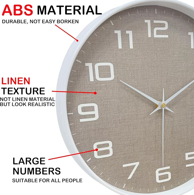 Modern Wall Clocks Battery Operated, 12 inch Silent Non Ticking Analog Clock - Image 7