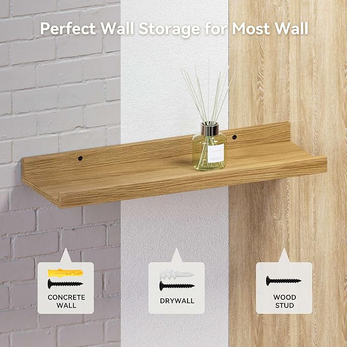 Boswillon 47.2 Inches Long Floating Shelves Wall Mounted, 2 Set Rustic Wall - Image 6