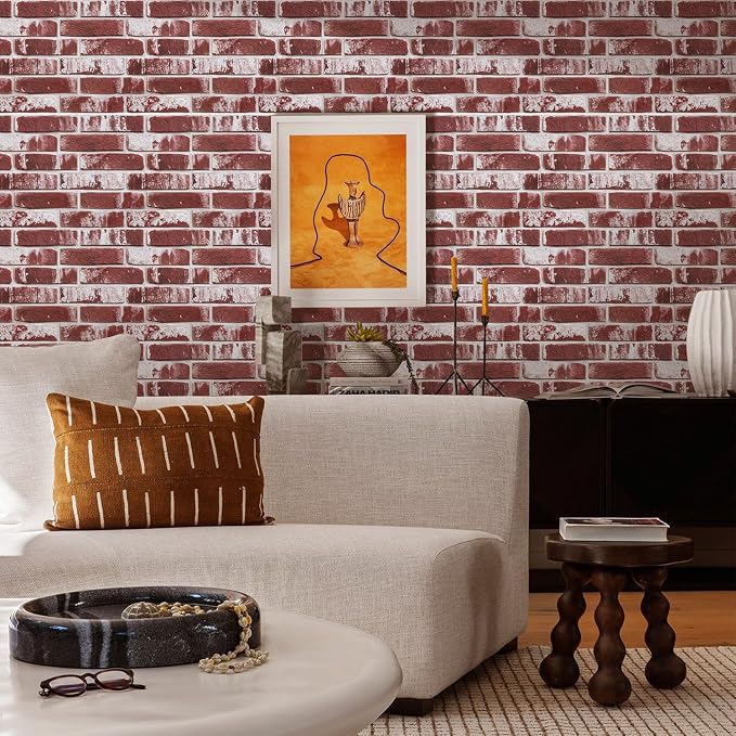 Commomy 3D Peel and Stick Brick, Ultralight Thin PVC Faux Brick Wall Panels - Image 3