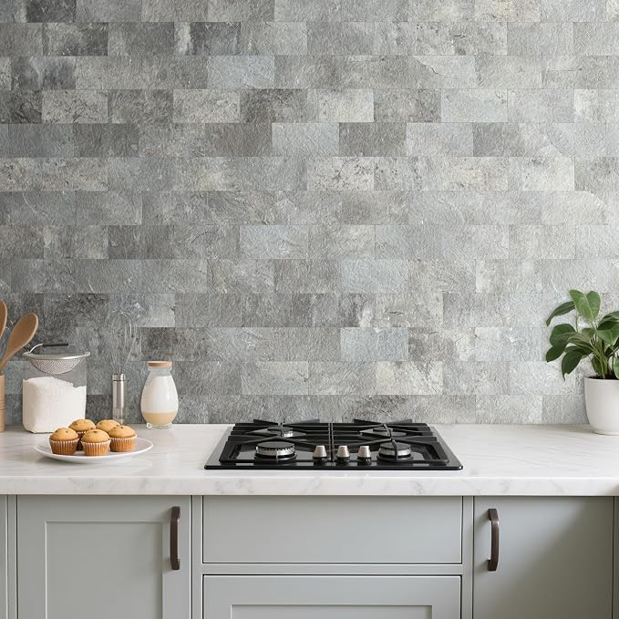 AULIGET 4 Pieces Mountain Rock Peel and Stick Backsplash Wall Tile, 4 Pieces - Image 2
