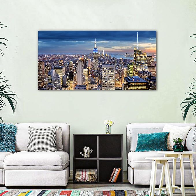Extra Large New York City Wall Art NYC Skyline Office Wall Decor Sunset - Image 2
