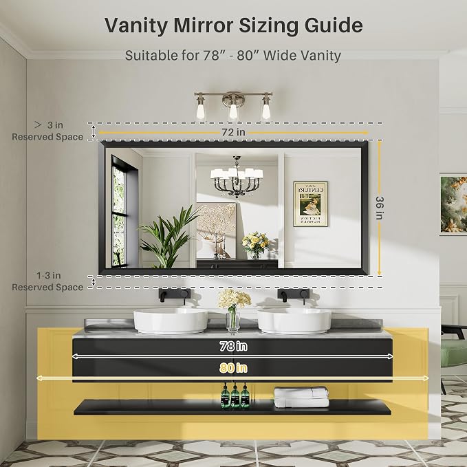 Briivue 72x36 Inch Black Bathroom Mirror - Image 2