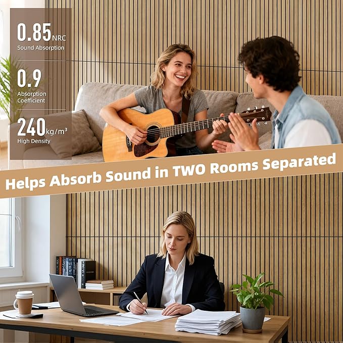 TO-TH Wood-Look Acoustic Panel, 4 Pack 47.2” x 23.6” Soundproof Wall Panels - Image 5