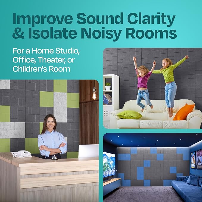 Acoustic Panels 12-Pack Soundproof Wall Panels 12"x12"x0.4" Decorative Sound - Image 7