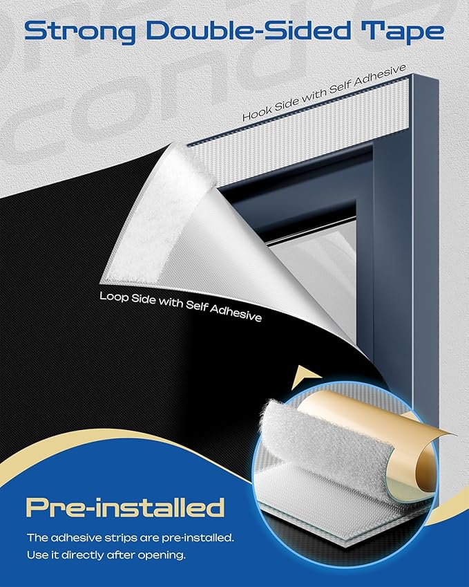 70" W x 60" L 100% Blackout Curtains, Total Darkness No-Drill Black Out Window - Image 2