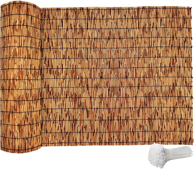 Bamboo Fencing–Handwoven, Bamboo wall Panel Outdoor Privacy Reed Screening by Unknown