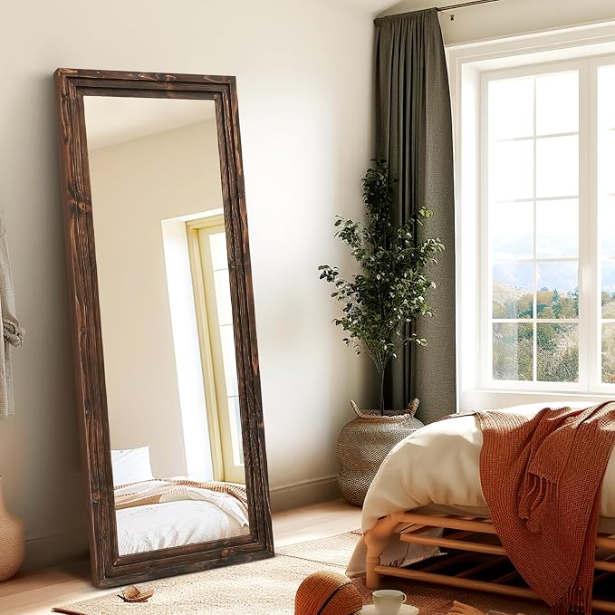 Full Length Mirror 58"x22" Solid Wood Frame Floor Large Mirror - Image 5