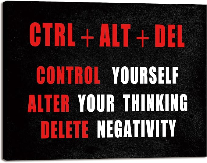 Pyradecor Black Red and White Motivational CTRL+ALT+DEL Classroom Positive by Pyradecor