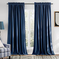 NICETOWN Navy Blue Velvet Blackout Curtains 96 inch Long by NICETOWN