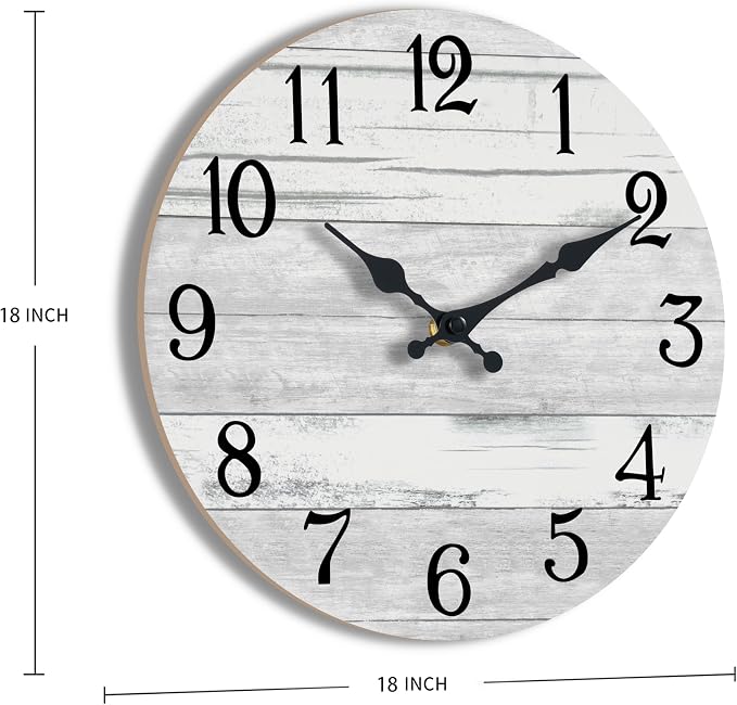 KECYET Wall Clock Battery Operated 18 Inch Large Gray Silent Non Ticking - Image 2