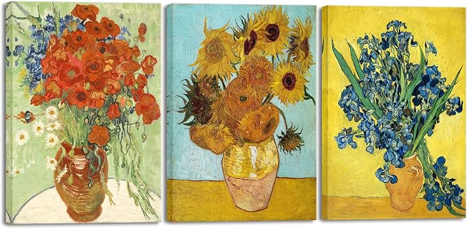 Wieco Art 3 Panels Canvas Prints of Vincent Van Gogh Paintings Reproduction Red by WiecoArt