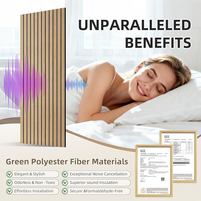 TO-TH Wood-Look Acoustic Wall Panels, 10 Pack 47.2” x 23.6” Acoustic Panels - Image 3