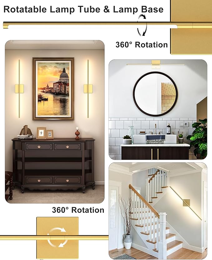 iThird 1 Pack Battery Operated Wall Sconce Light, 360° Rotatable, 4CCT Dimmable - Image 5