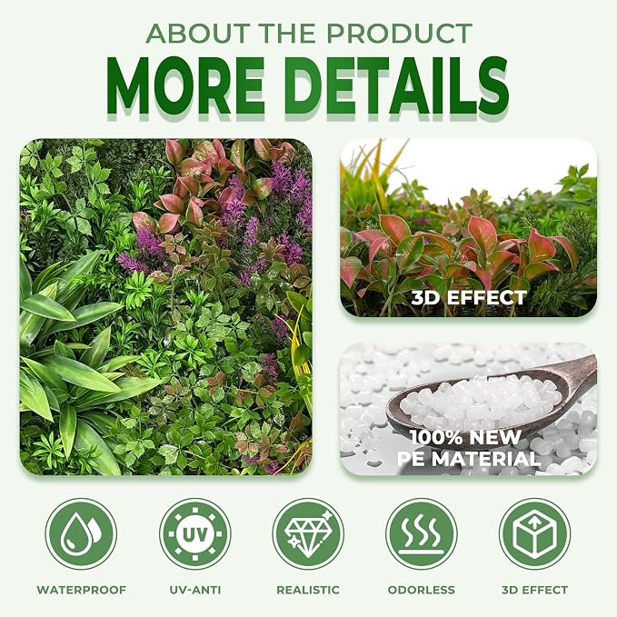 Artificial Grass Wall Roll Panels: 80''x120''Boxwood Hedge Panels, UV-Anti - Image 3