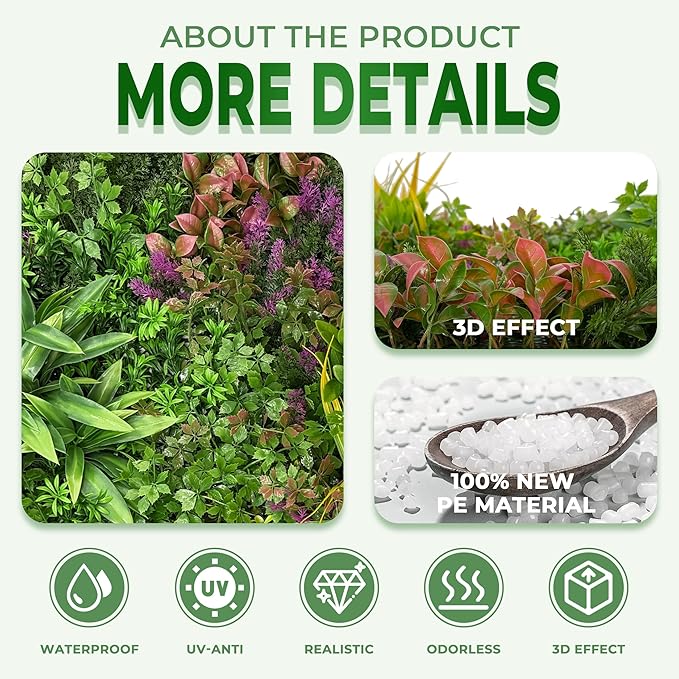 Artificial Grass Wall Panels: 20''x20'' Boxwood Hedge Panels, UV-Anti Privacy - Image 3