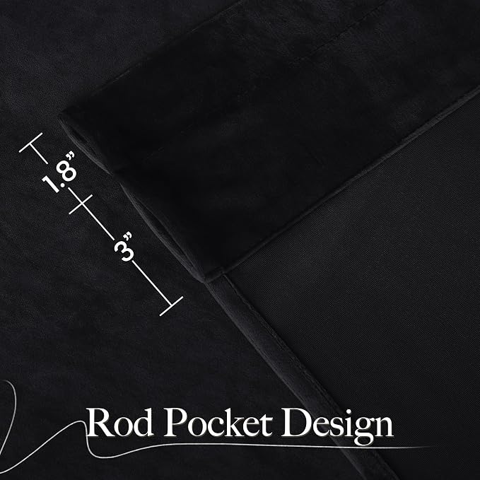 NICETOWN Black Velvet Blackout Curtains, Solid Heavy Matt Rod Pocket - Image 8