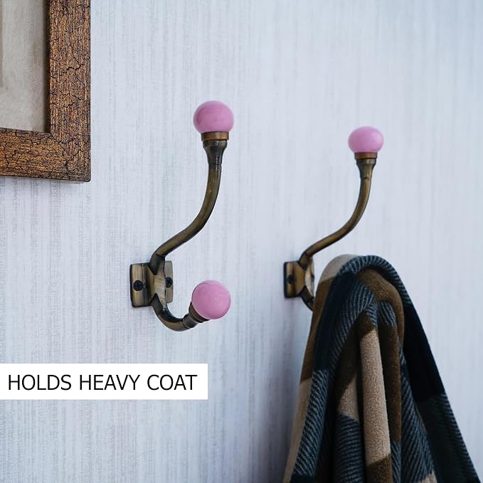 Indian Shelf Pack of 12 Heavy Duty Ceramic Unique Wall Hooks - Image 2