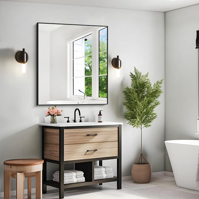 KOCUUY Bathroom Mirror 36"x40", Shatterpoof Large Vanity Mirror, Metal Framed - Image 7