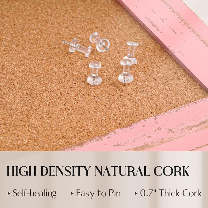 Cork Bulletin Board, Decorative Hanging Pin Board Tack Board - Image 4