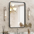 DUMOS Black Metal Framed Vanity Rounded Rectangle Bathroom Mirrors by DumosLifestyle