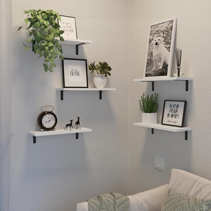 DOLLFIO Floating Shelves, 5 Sets Wall Shelves, Wooden Floating Shelves - Image 7