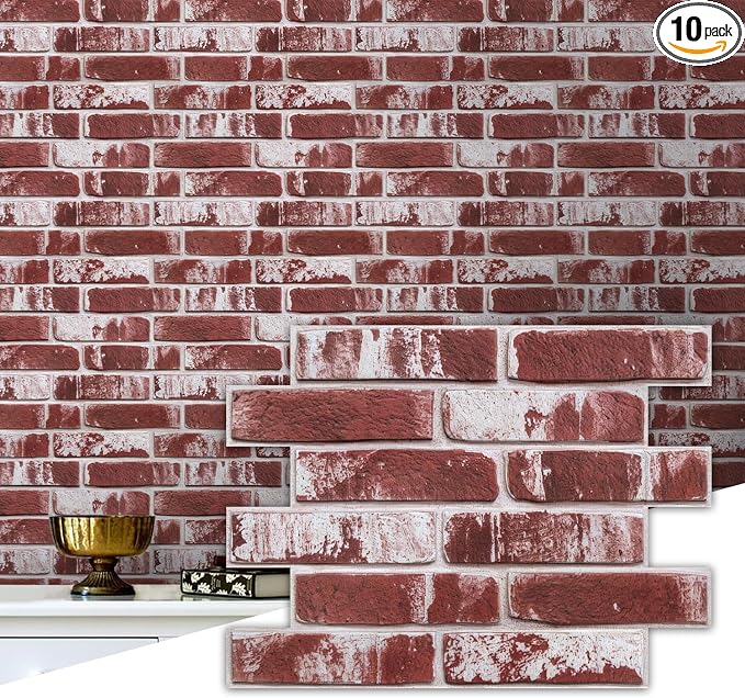 Commomy 3D Peel and Stick Brick, Ultralight Thin PVC Faux Brick Wall Panels by CommomyDecor