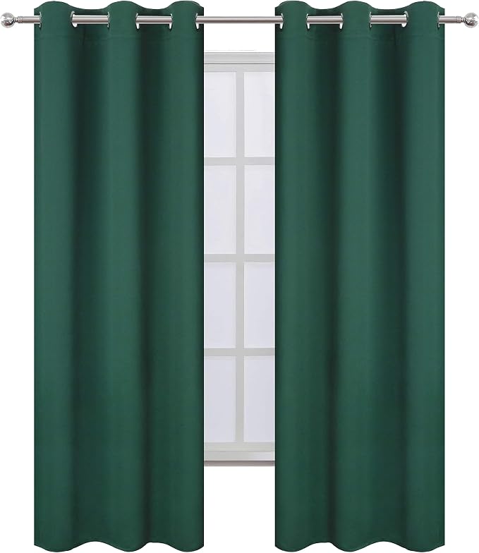 LEMOMO Green Blackout Curtains 34 x 84 Inch Length/Set of 2 Curtain - Image 2