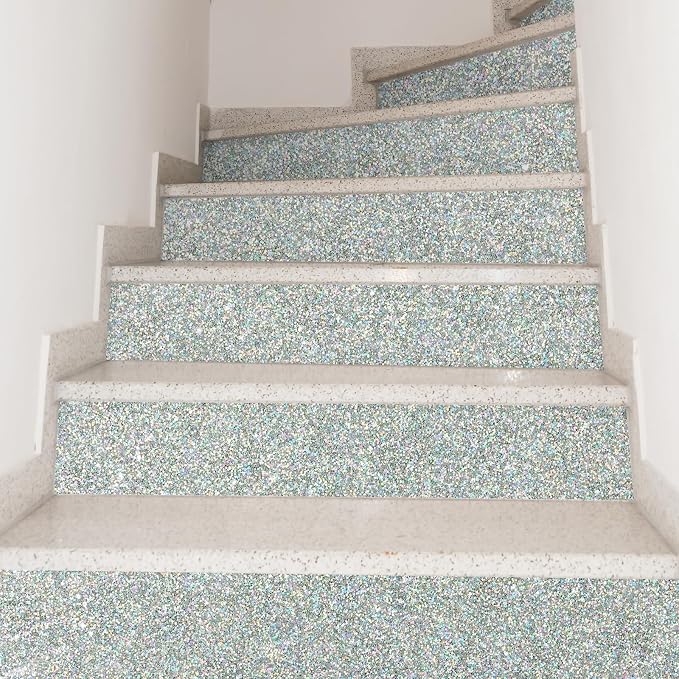 CHIHUT Peel and Stick Silver Holographic Glitter Wallpaper - Image 4