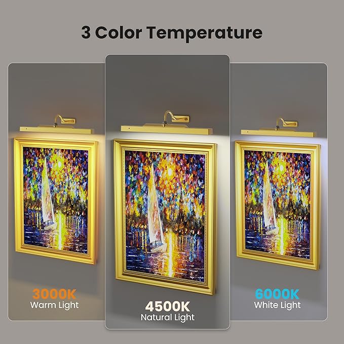 Picture Light Gold 2Pack, 5000mAh Battery Opertated Cordless Picture Lights - Image 3