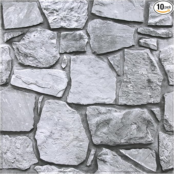 COMSTICKC 3D Faux Stone Wall Panel Peel and Stick Wall Tiles, Ultra-Light Thin by COMSTICKCDECOR