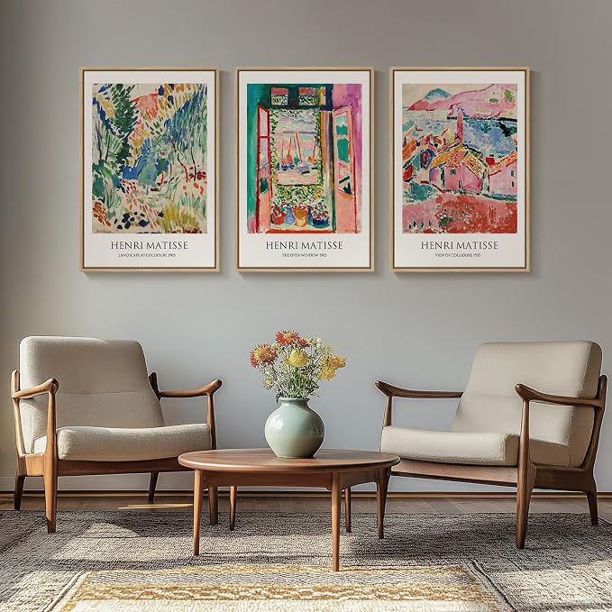 Large Framed Matisse Wall Art for Living room, 3 Piece Colorful Abstract Canvas - Image 2