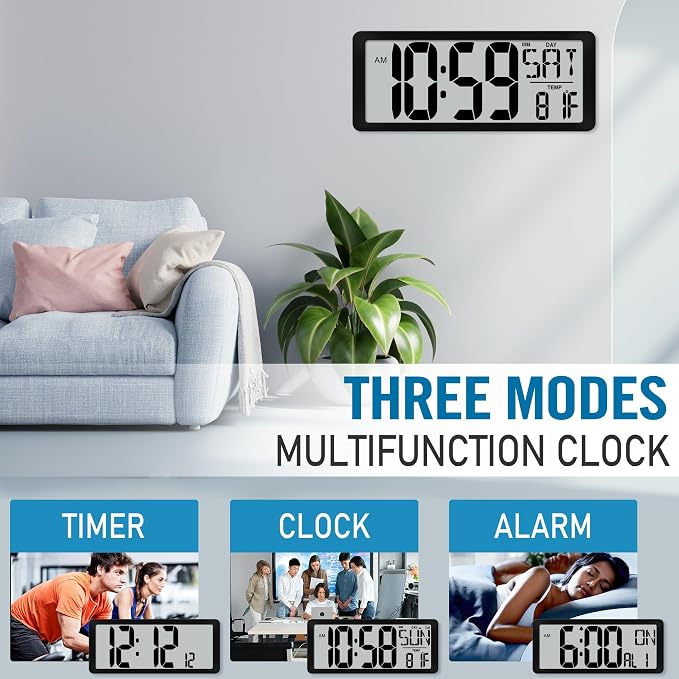TXL 14.2"" Large Digital Wall Clock Battery Operated, Digital Clock Large - Image 7