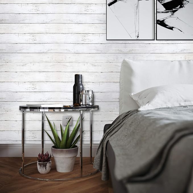 CiCiwind White Wood Peel and Stick Wallpaper 197”x17.7” Removable Self Adhesive - Image 3
