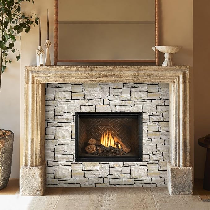 COMSTICKC 3D Faux Stone Wall Sticker Peel and Stick Wall Covering, DIY - Image 7