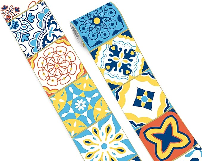 FLFK Wallpaper Border Tile Stickers Peel and Stick Wall Border by FLFK