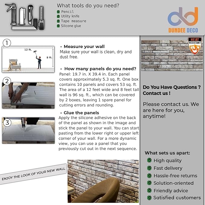 Dundee Deco 3D Wall Panels Faux Brick - Image 6