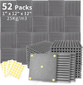 Focusound 52 Pack Grey Acoustic Foam Panels 1" x 12" x 12" Sound Proof Foam by Focusound