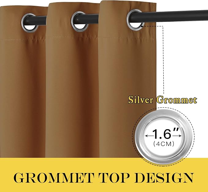 NICETOWN Gold Brown Curtain 84 inch Long - Image 2
