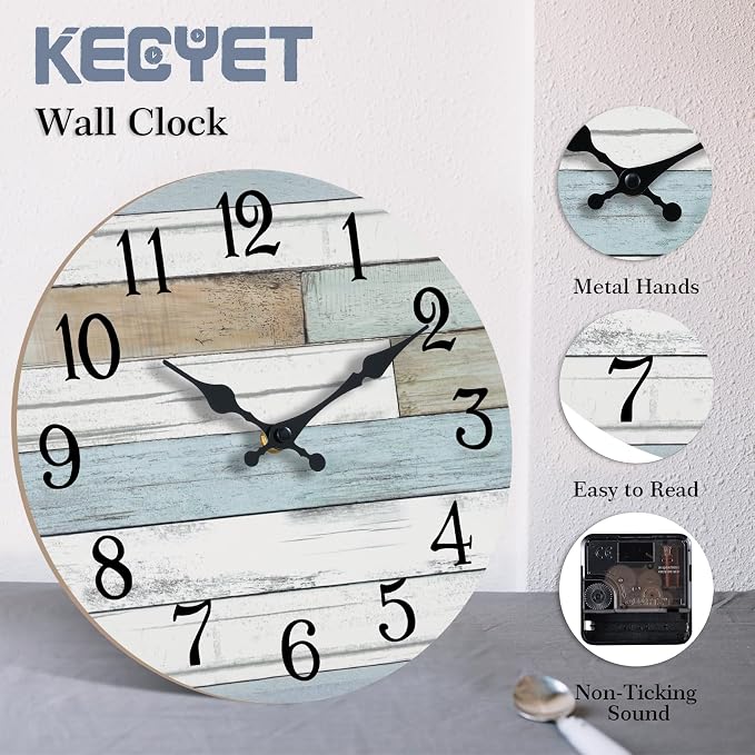 KECYET Wall Clock Battery Operated 16 Inch Large Silent Non Ticking Coastal - Image 7