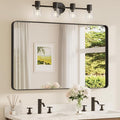 TETOTE 48 x 30 Inch Bathroom Mirror, Matte Black Modern Metal Frame Rectangle by TETOTE